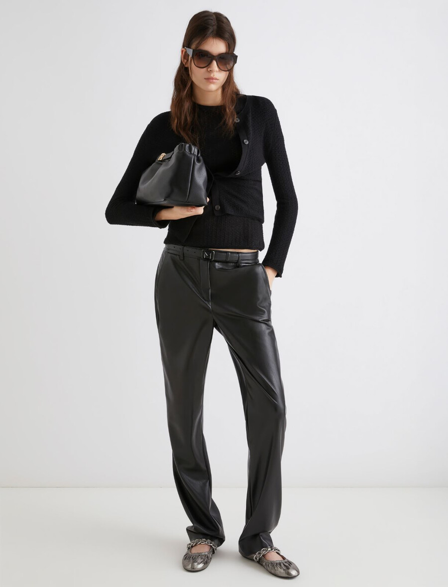 bombažni mini kardigan - Črna