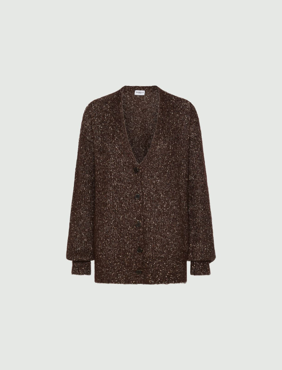 kardigan iz moherja in alpake - rjav