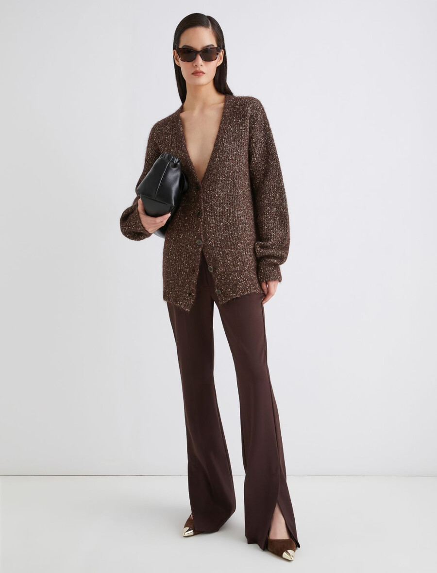 kardigan iz moherja in alpake - rjav