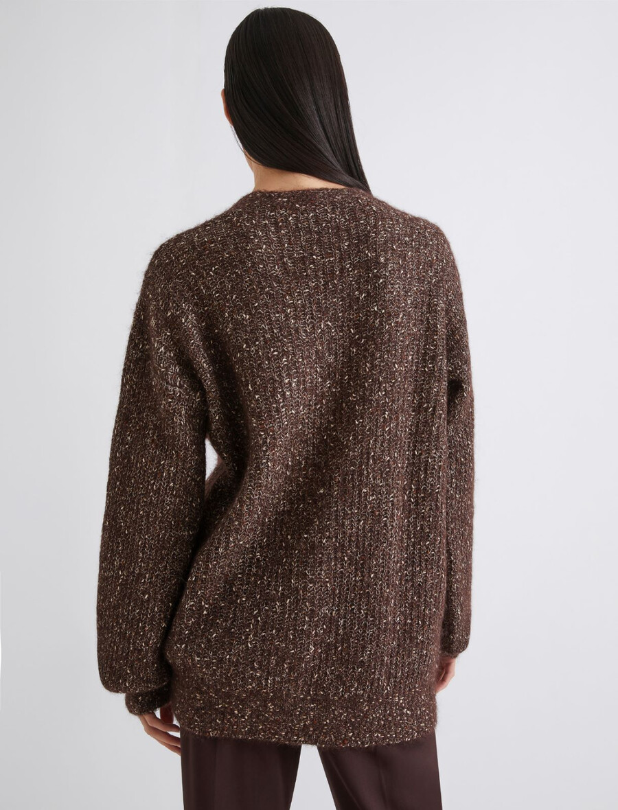 kardigan iz moherja in alpake - rjav