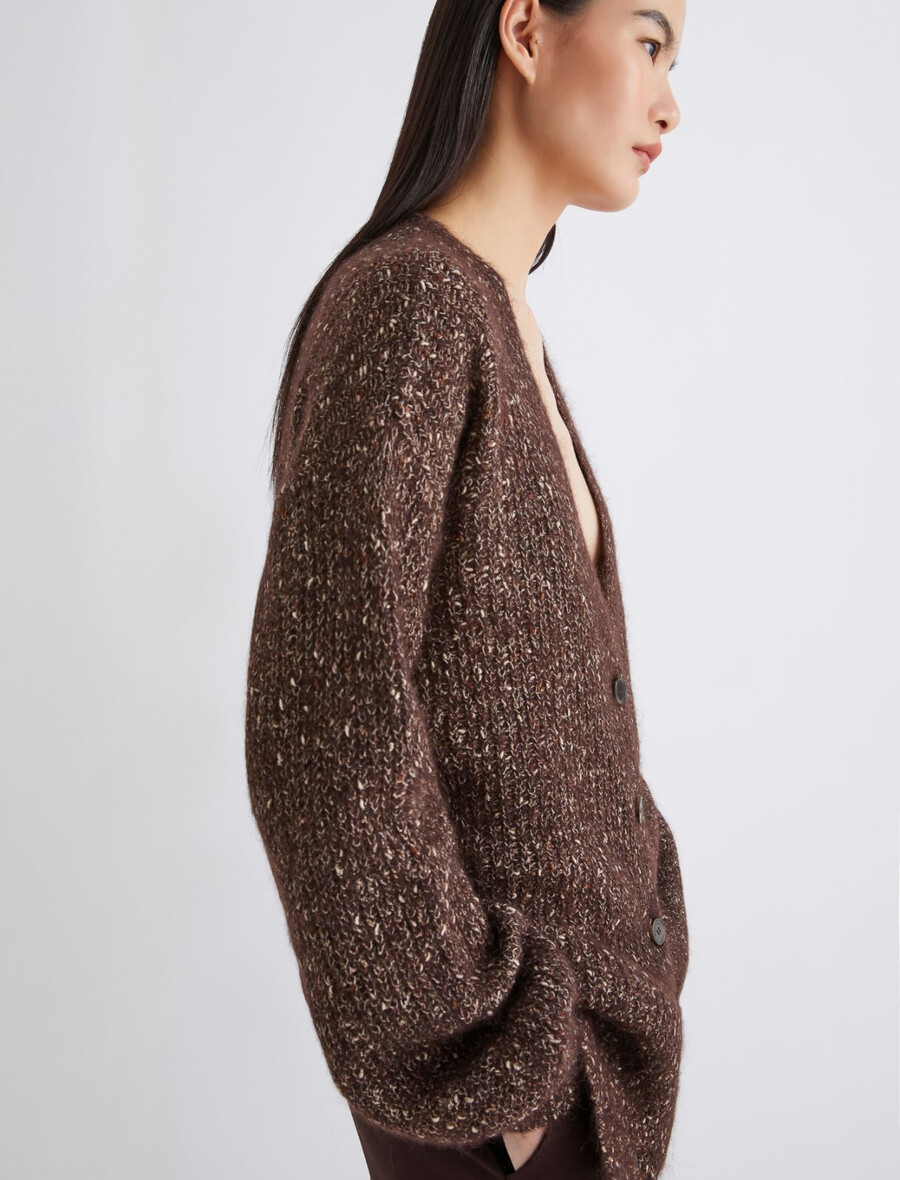 kardigan iz moherja in alpake - rjav