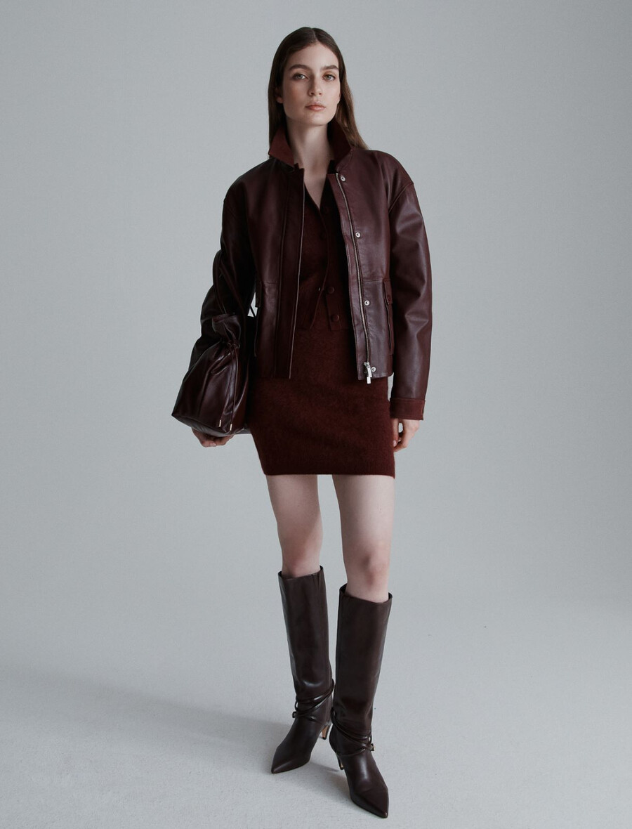 kardigan iz volne in kašmirja - bordo