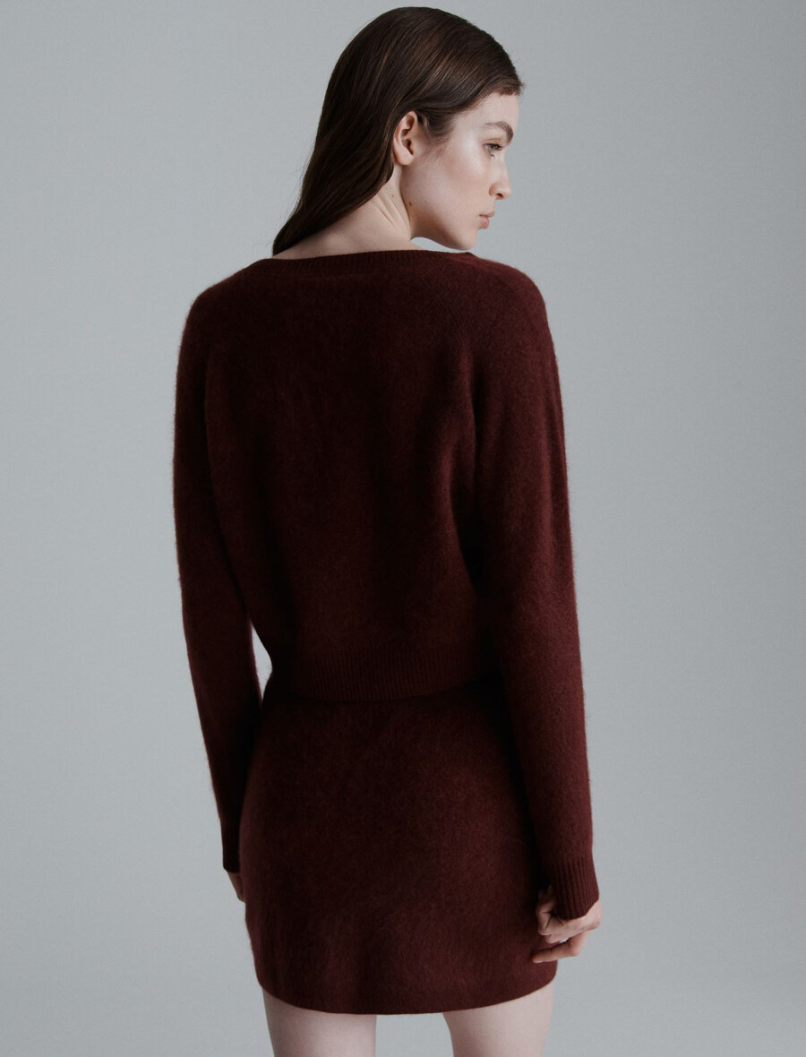 kardigan iz volne in kašmirja - bordo