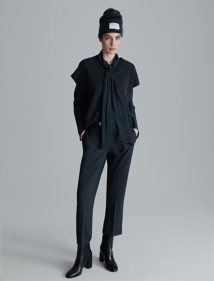 prevelik volnen brezrokavnik - temno siva