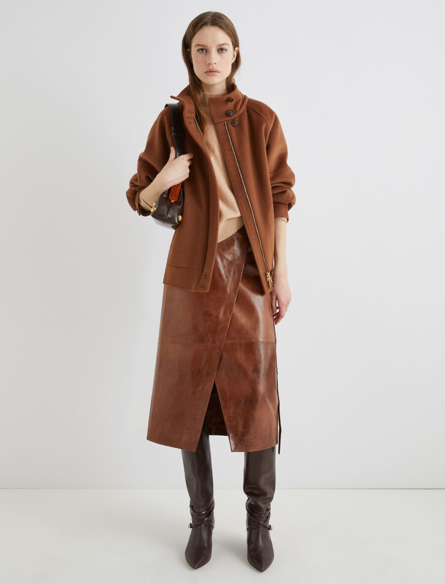 kašmirski pulover z visokim ovratnikom - pudrasta