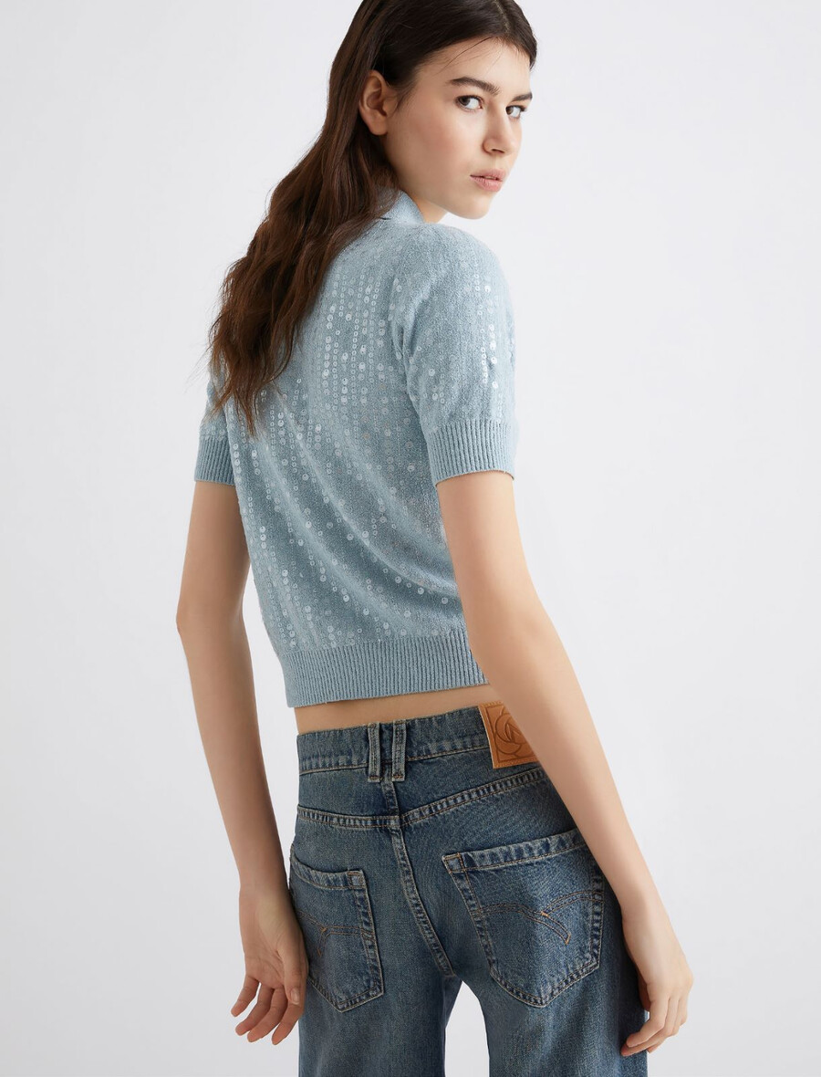 polo majica z bleščicami - voda