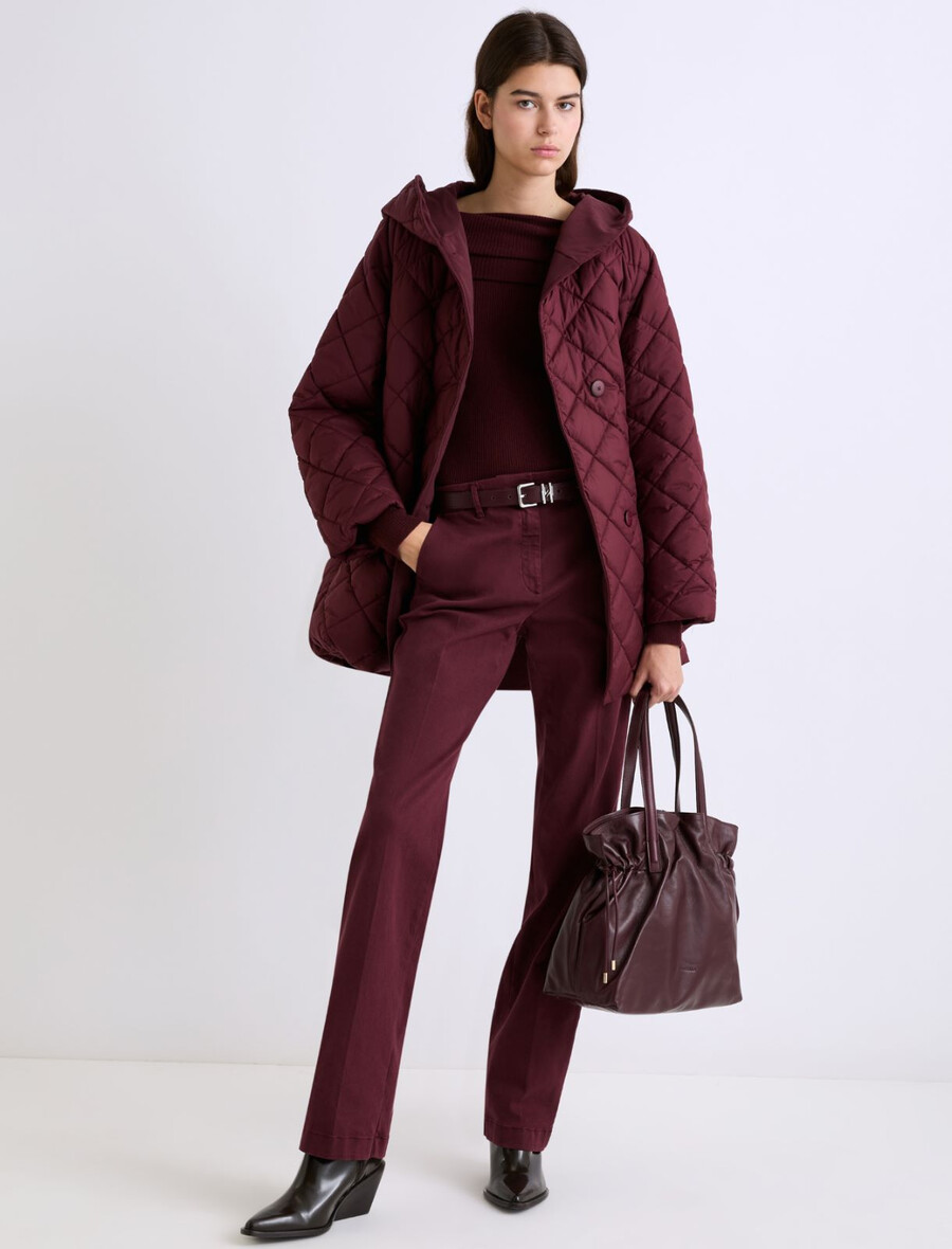 oprijet pulover s kapuljastim ovratnikom - bordo