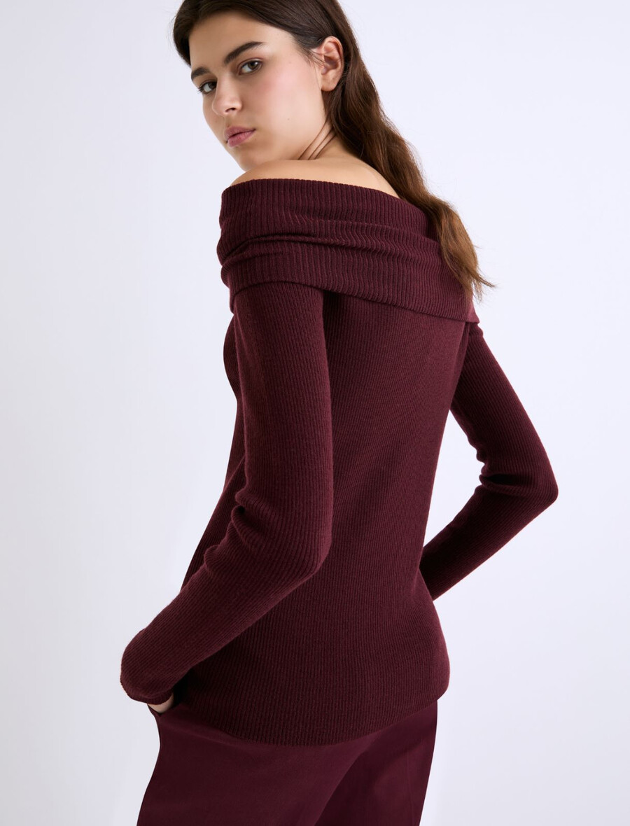 oprijet pulover s kapuljastim ovratnikom - bordo
