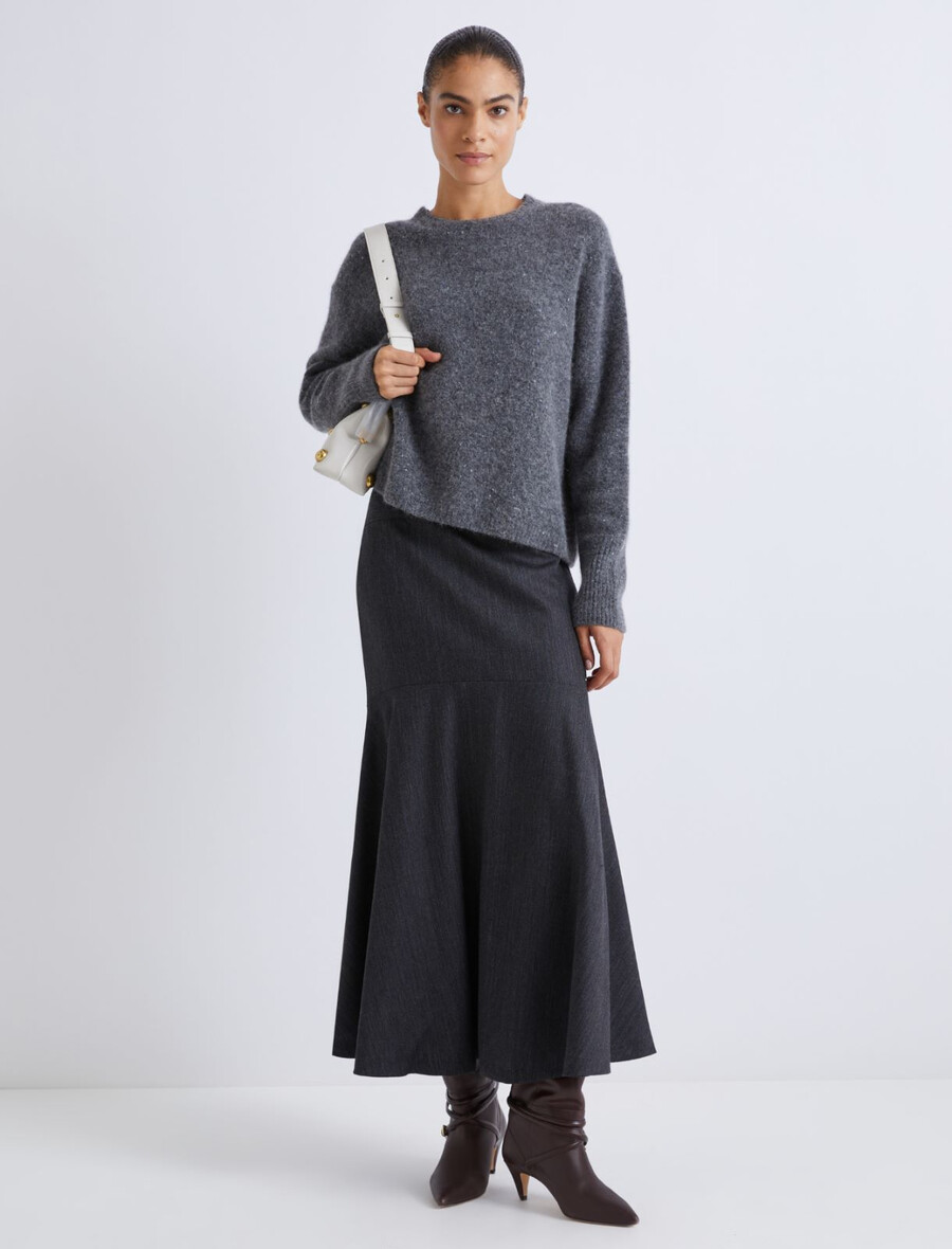 pulover iz preje knop - siva