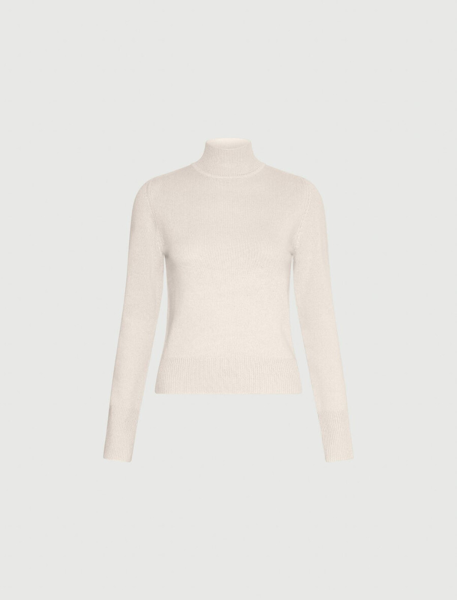 oprijet pulover z imitacijo polo ovratnika iz volne in kašmirja - slonokoŠČasta