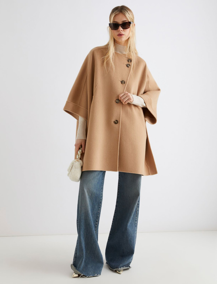 oprijet pulover z imitacijo polo ovratnika iz volne in kašmirja - slonokoŠČasta