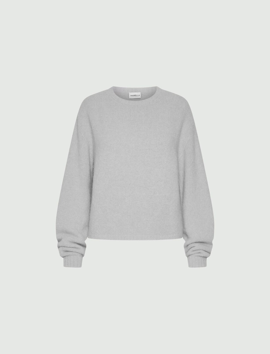 raztegljiv pulover iz alpake z okroglim izrezom - biser