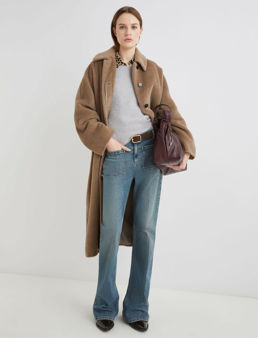 raztegljiv pulover iz alpake z okroglim izrezom - biser