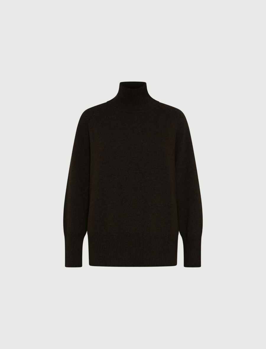 prevelik pulover iz volne in kašmirja - rjav