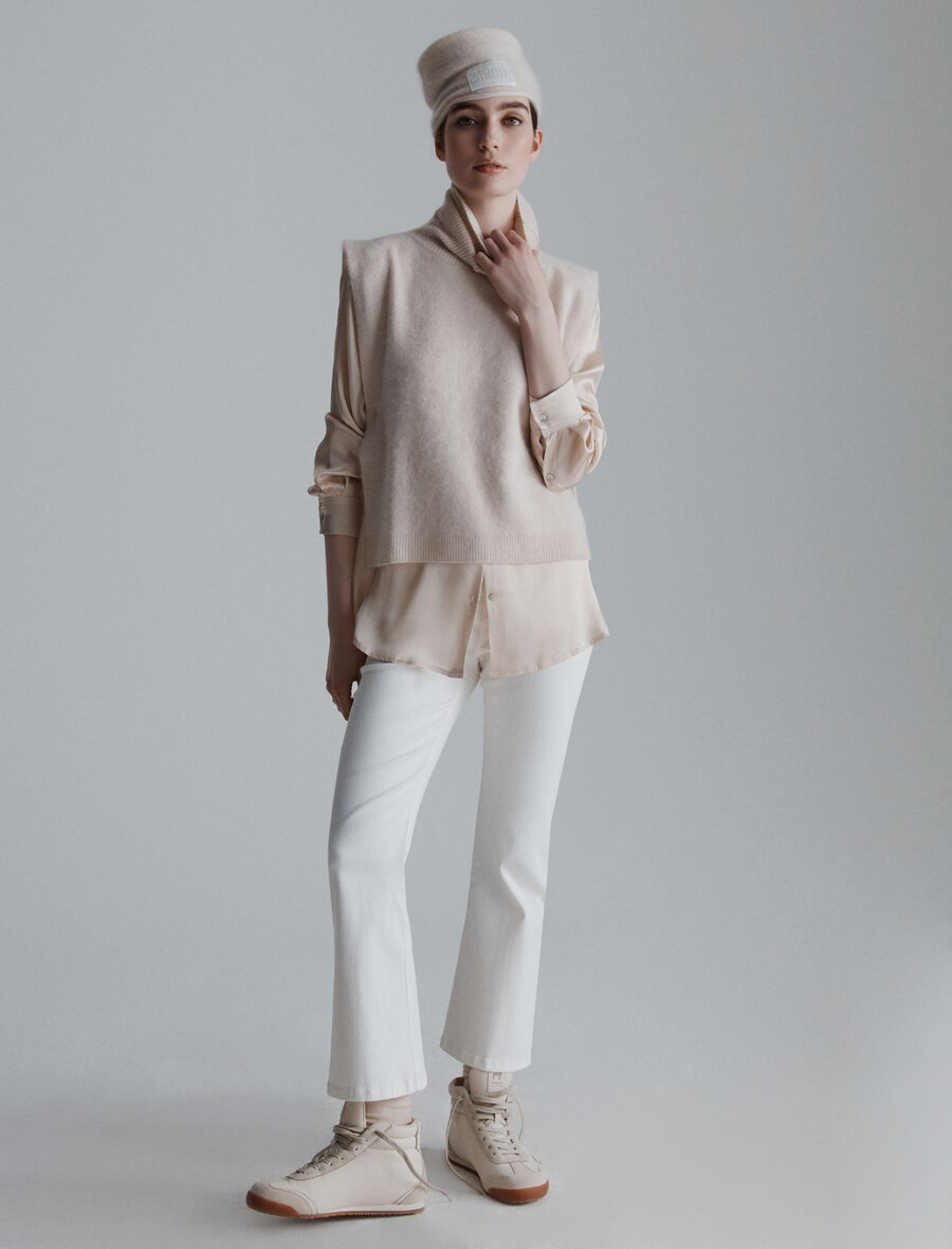 vložek za telovnik iz mešanice kašmirja - krem