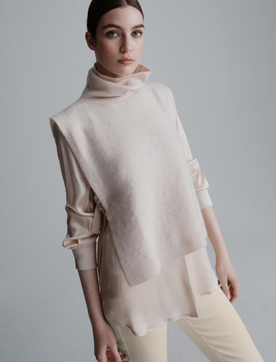 vložek za telovnik iz mešanice kašmirja - krem