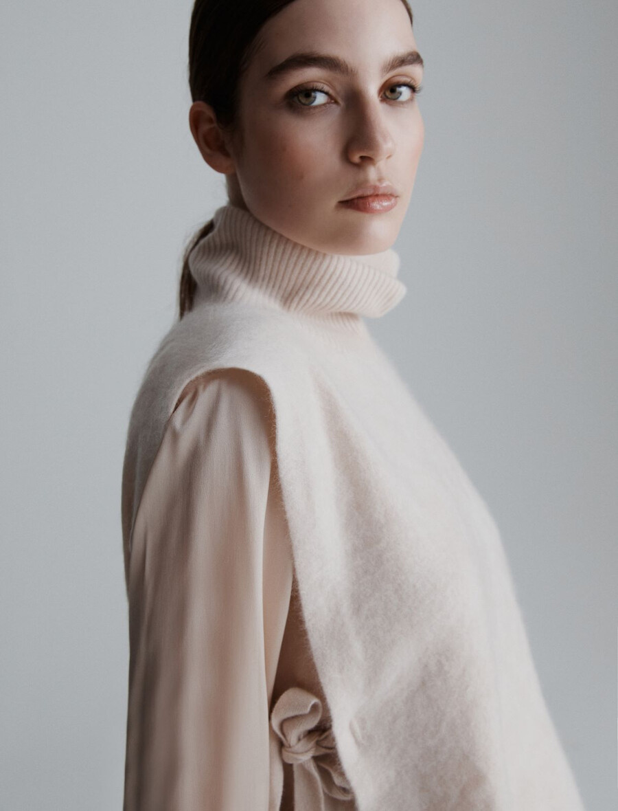 vložek za telovnik iz mešanice kašmirja - krem