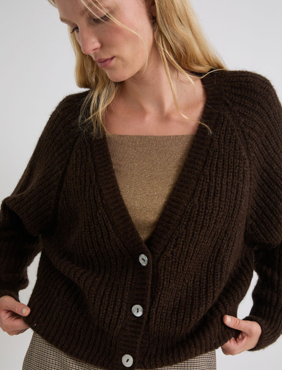 kardigan iz mešanice alpake - kava