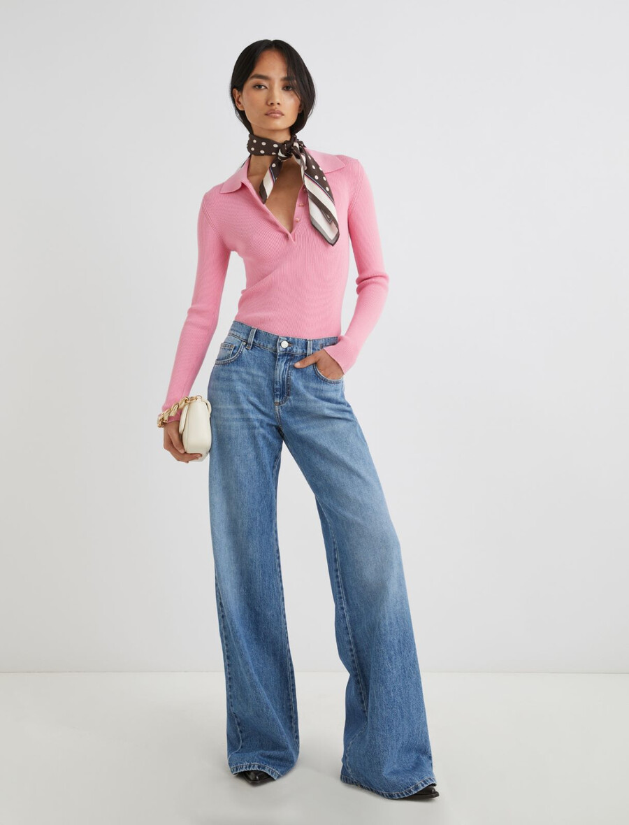 oprijeta pletena polo majica - roza