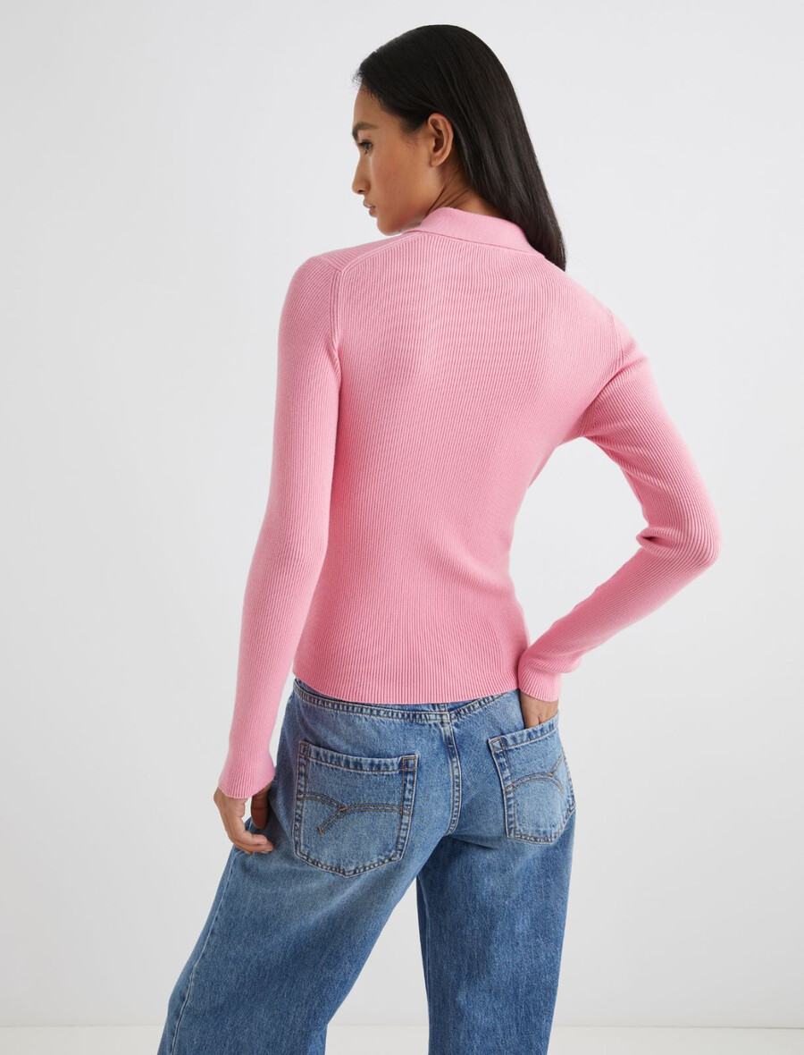 oprijeta pletena polo majica - roza