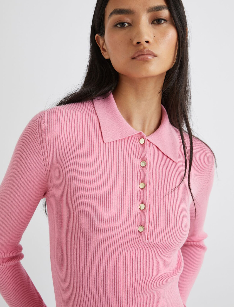 oprijeta pletena polo majica - roza