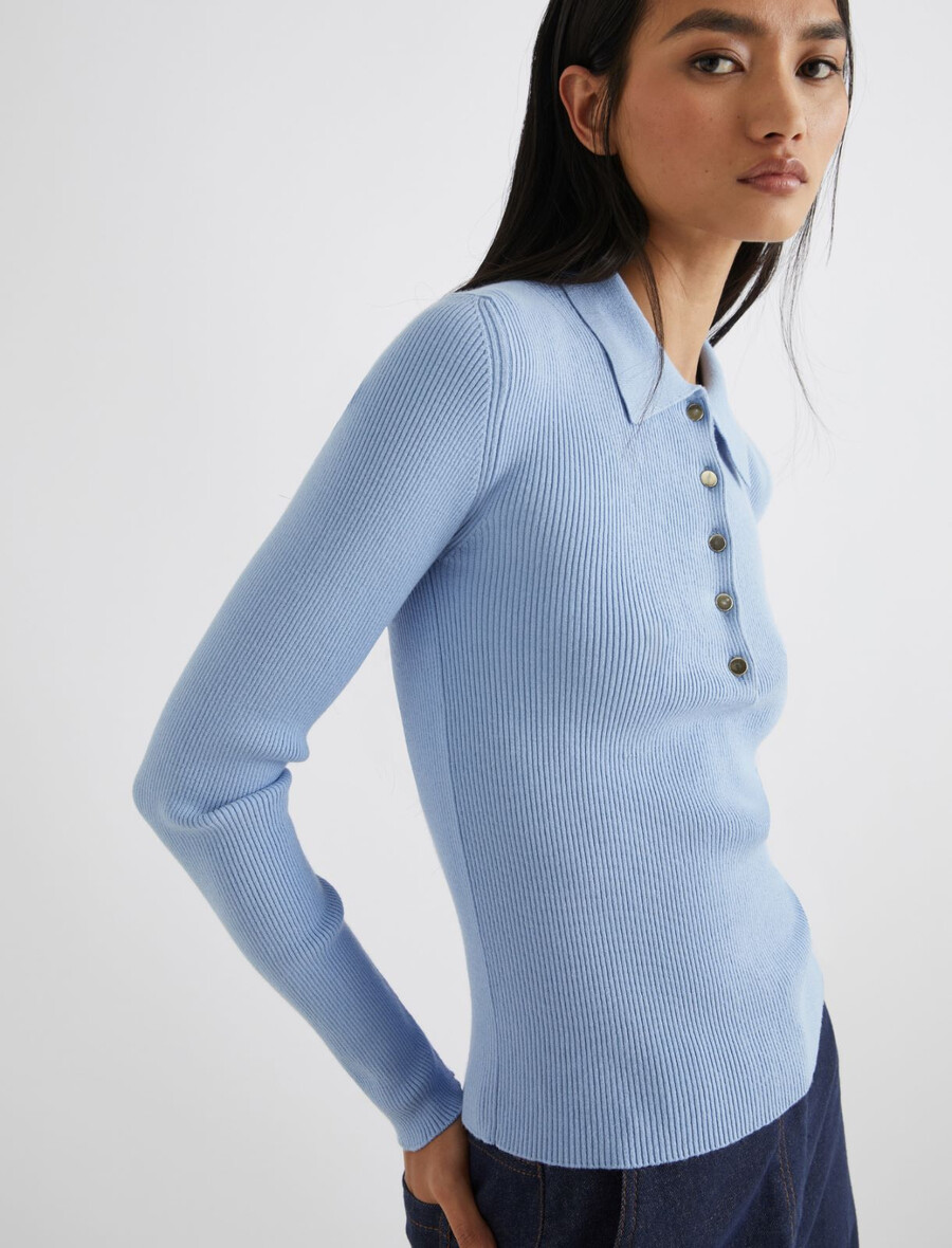 oprijeta pletena polo majica - svetlo modra