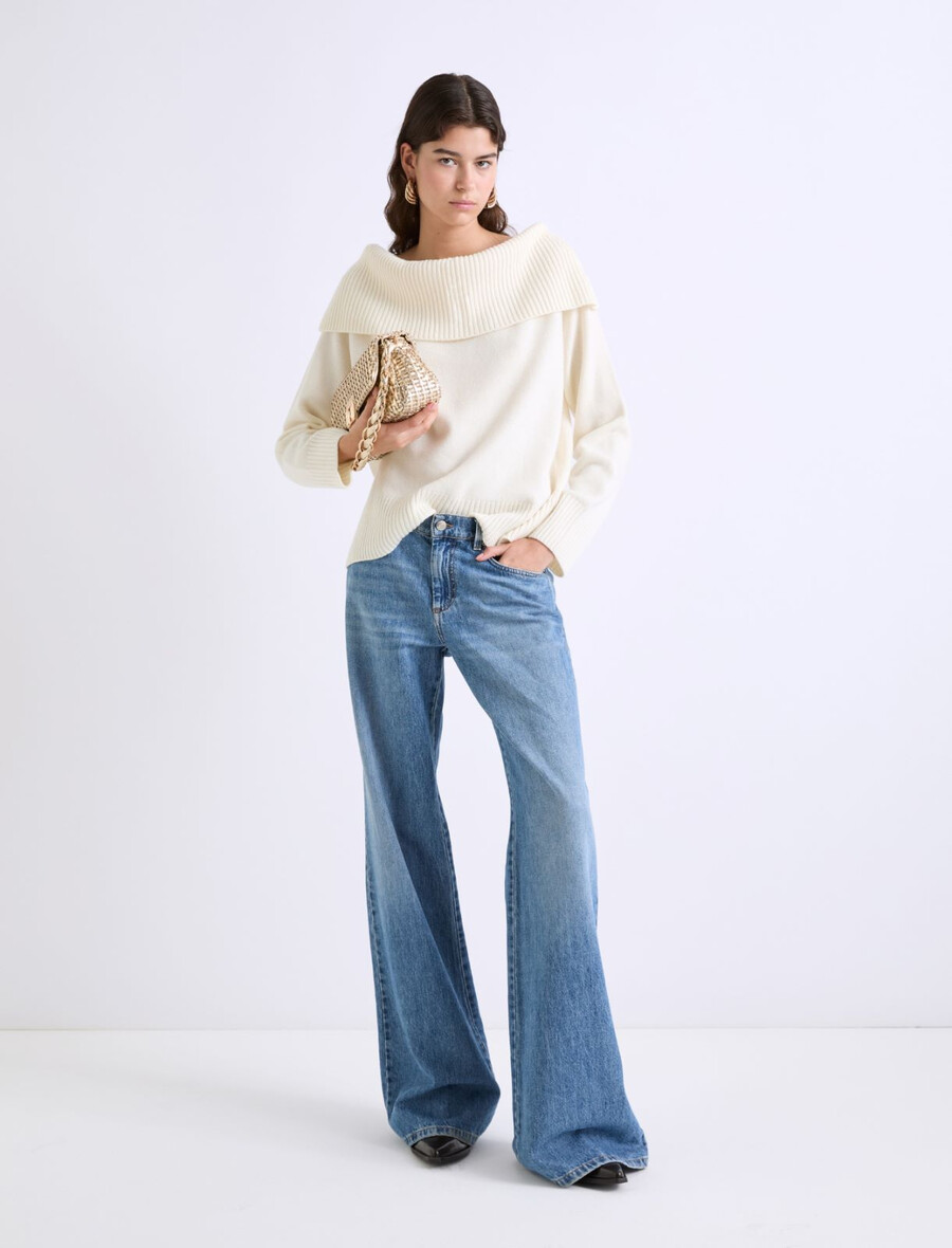 super fini merino pulover - krem