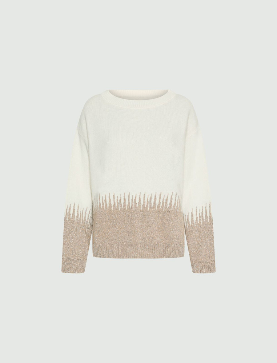 pulover iz mešanice kašmirja z intarzijami - bel