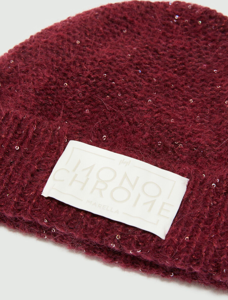 kapa z bleščicami in mešanico kašmirja - bordo