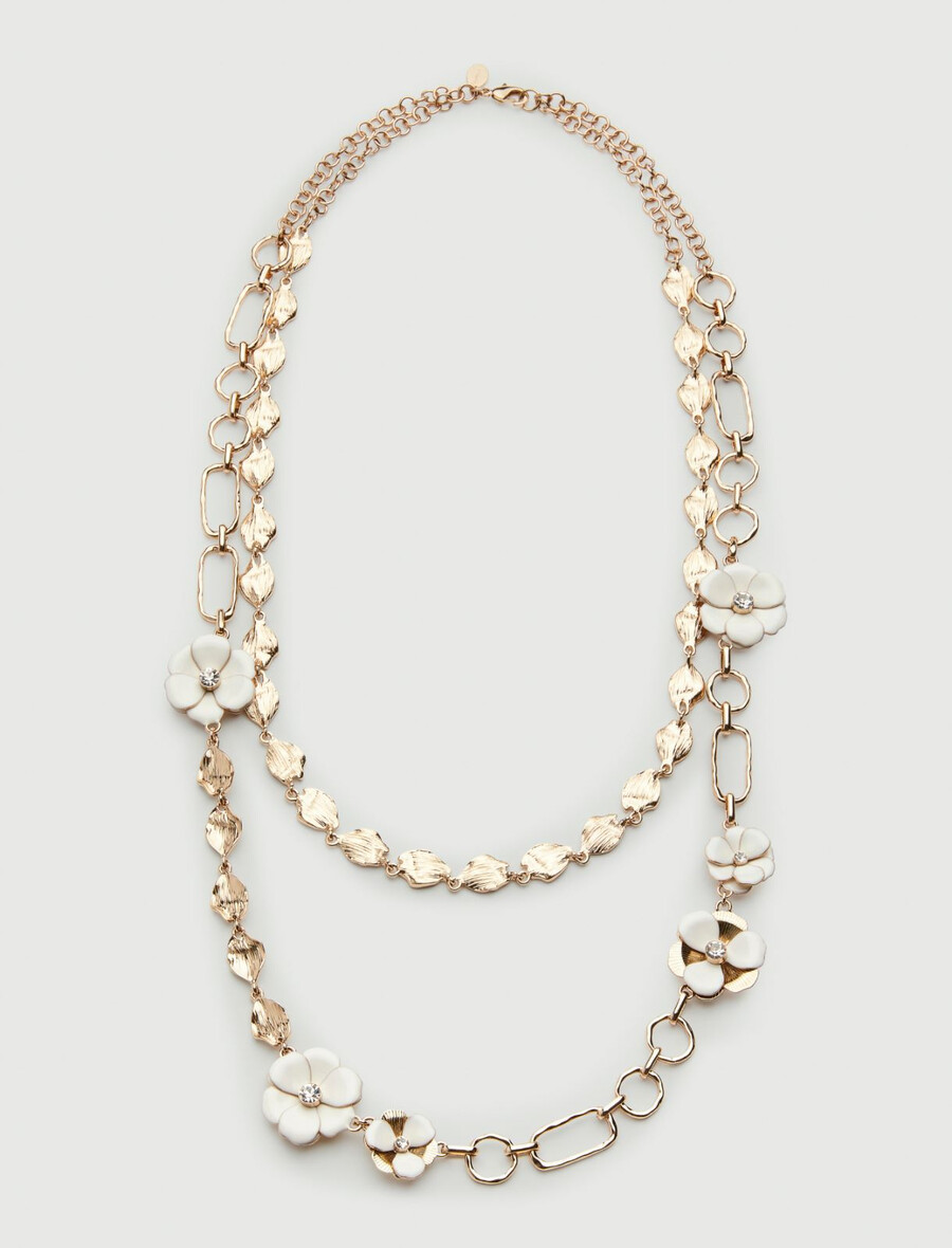 ogrlica iz emajliranih rož - bela