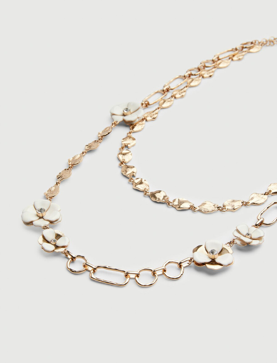 ogrlica iz emajliranih rož - bela