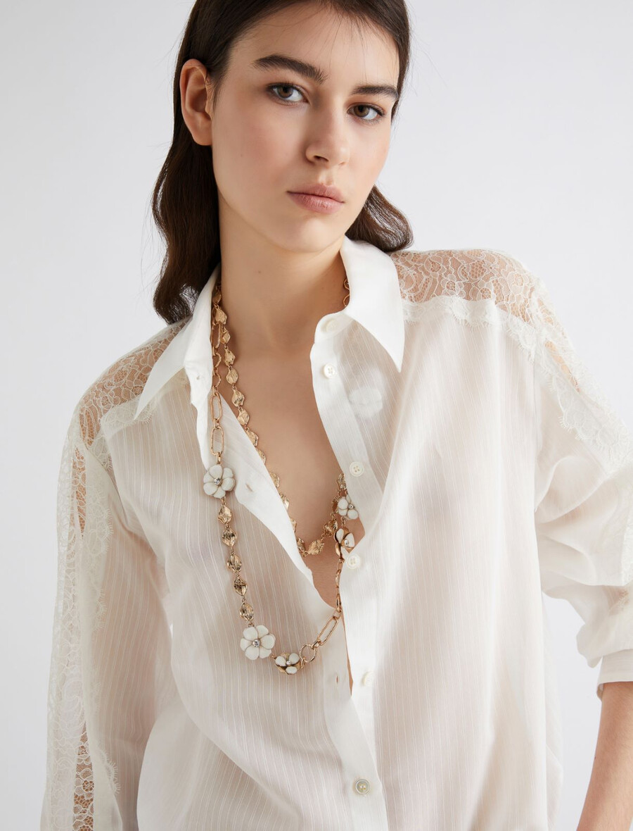 ogrlica iz emajliranih rož - bela