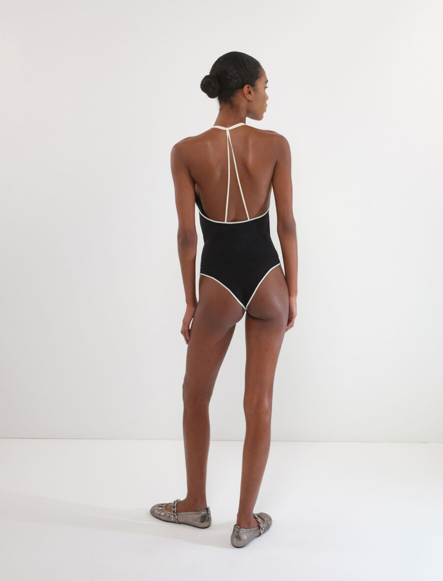 bodi z v-izrezom - Črna