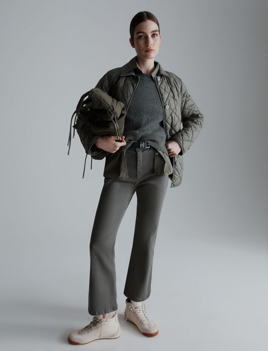 podložena in prešita jakna - olivna