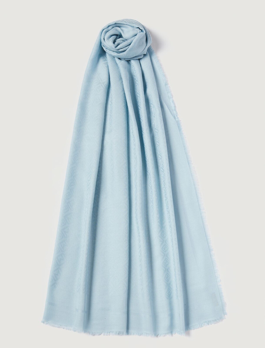 monogramski šal - svetlo modra