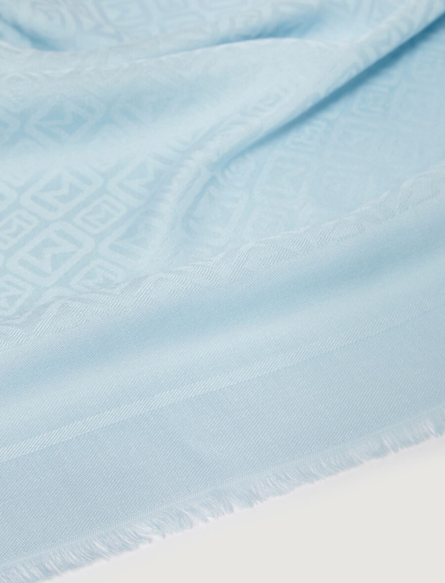 monogramski šal - svetlo modra