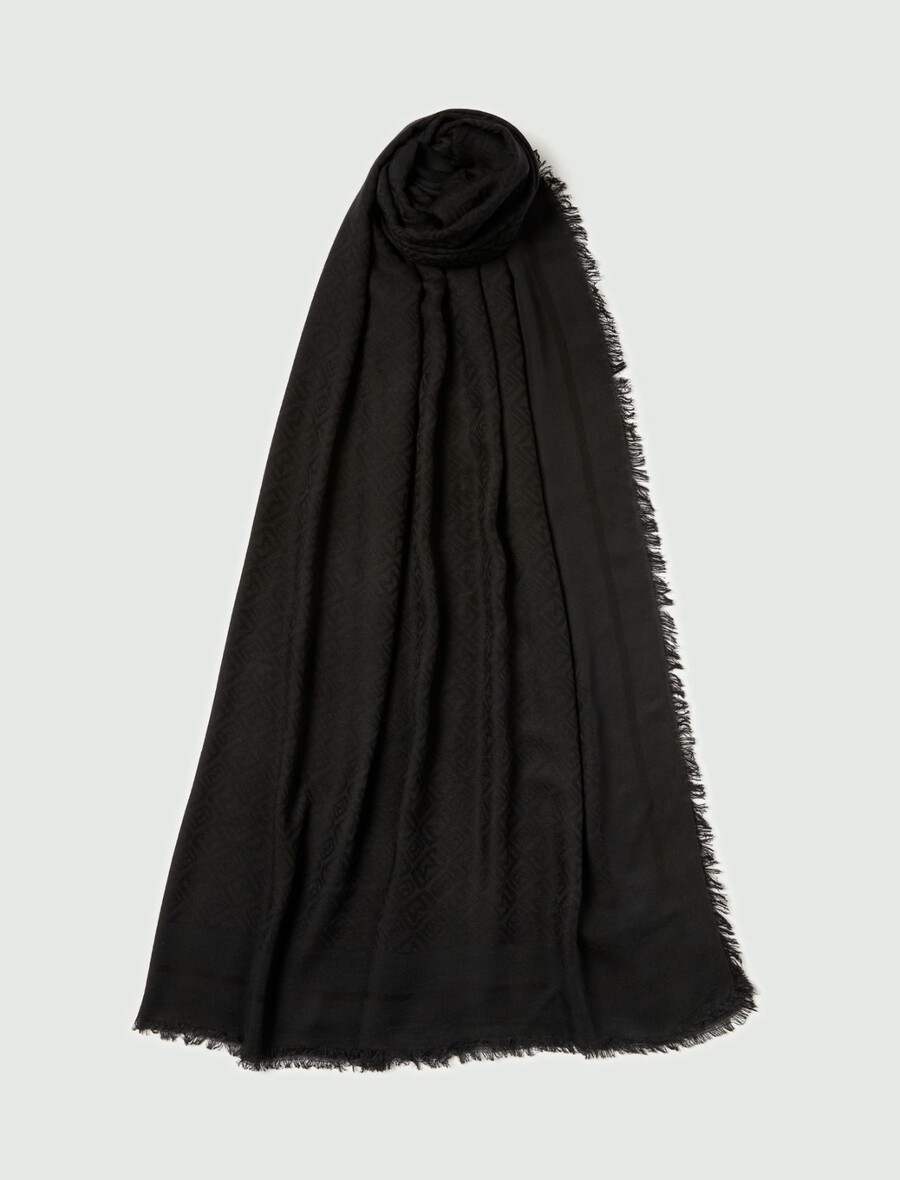 monogramski šal - Črna