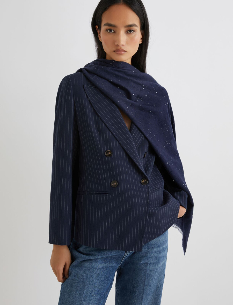 stola z mikro bleščicami - mornarsko modra