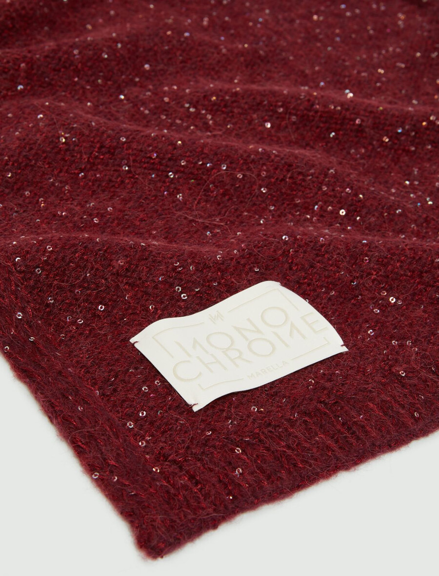 Šal z bleščicami in mešanico kašmirja - bordo