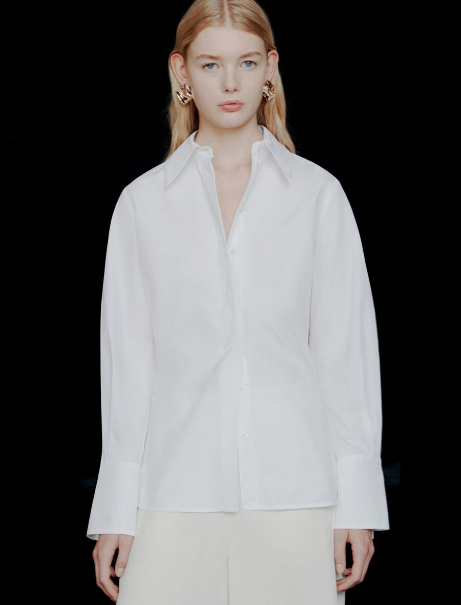 bombažna poplinska srajca - optical white