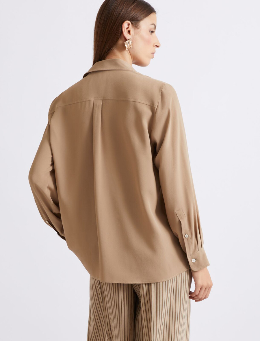 srajca iz krepa z mešanico svile - naravna