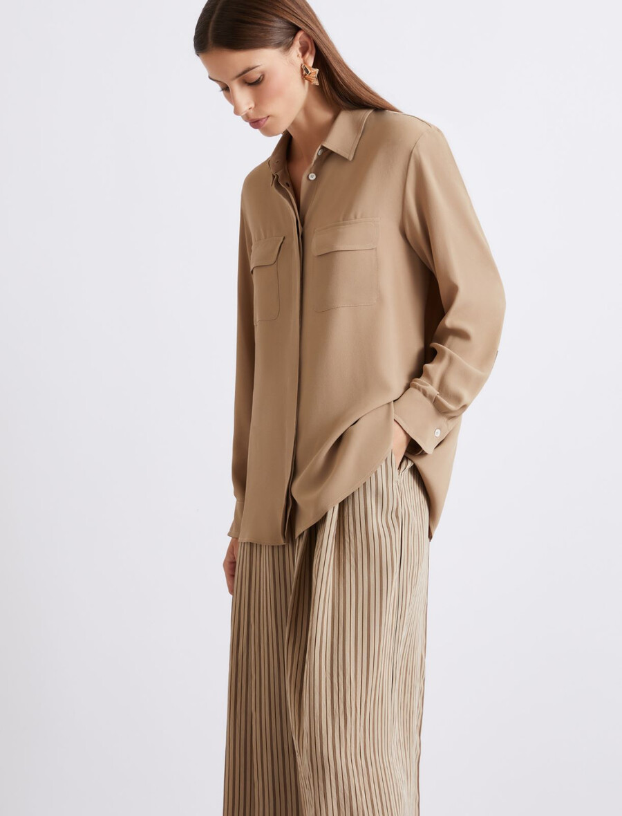 srajca iz krepa z mešanico svile - naravna