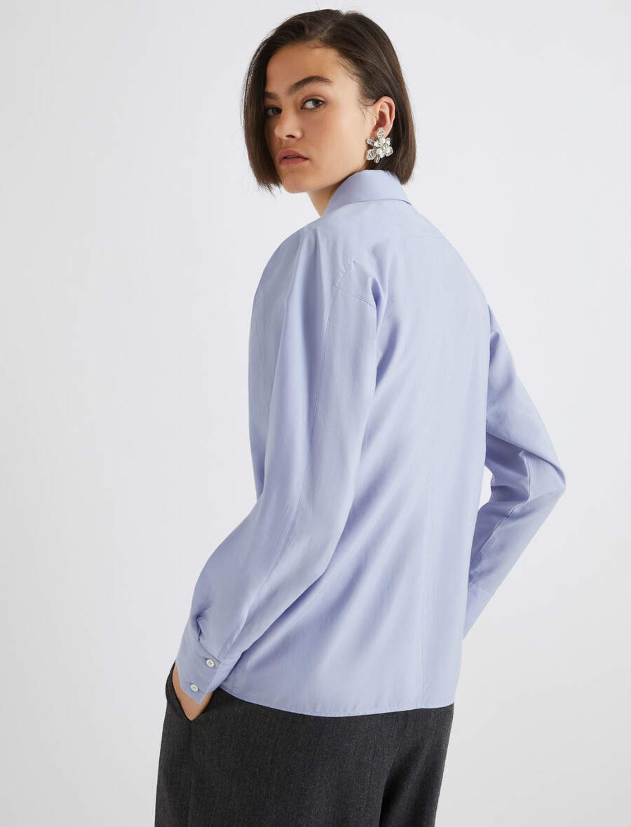 raztegljiva poplinska srajca - praŠno modra