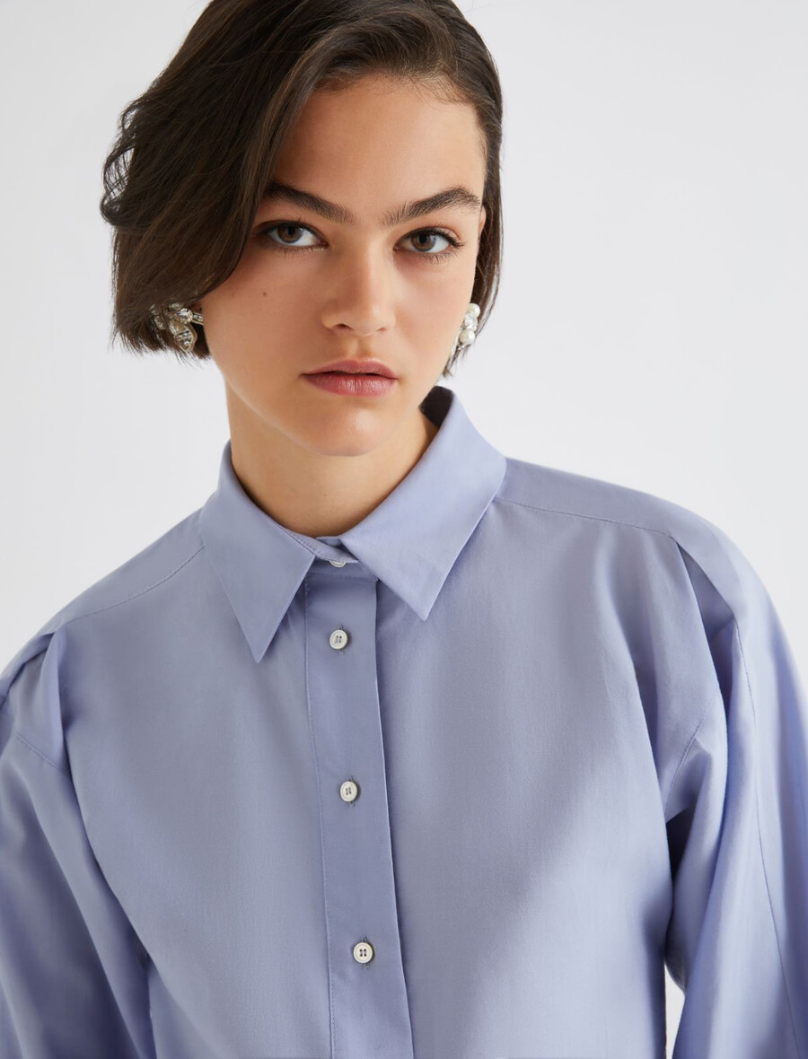 raztegljiva poplinska srajca - praŠno modra