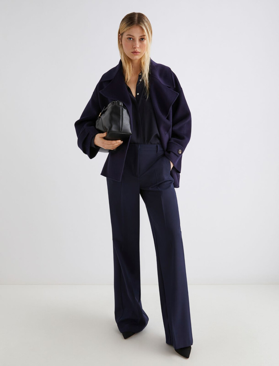 srajca iz mešanice svile - temnomodra