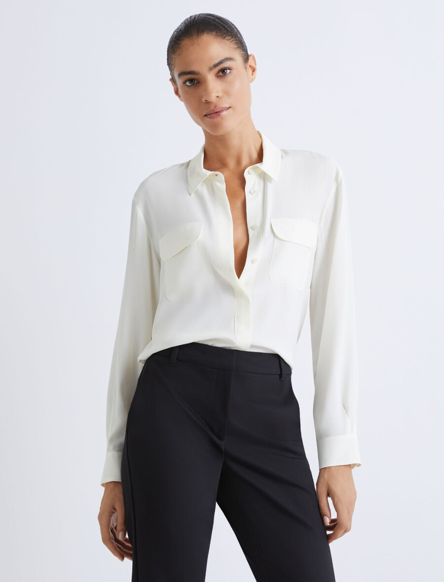 srajca iz mešanice svile - bela