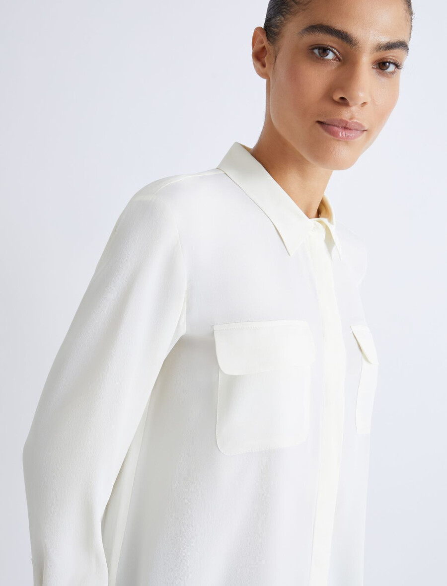 srajca iz mešanice svile - bela