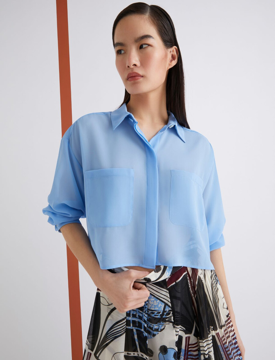 Žoržetska srajca - svetlo modra