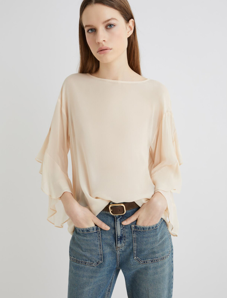 nabrane bluze - pudrasta