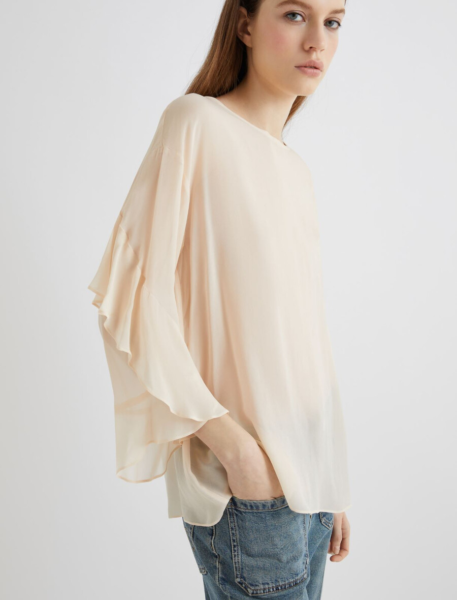 nabrane bluze - pudrasta